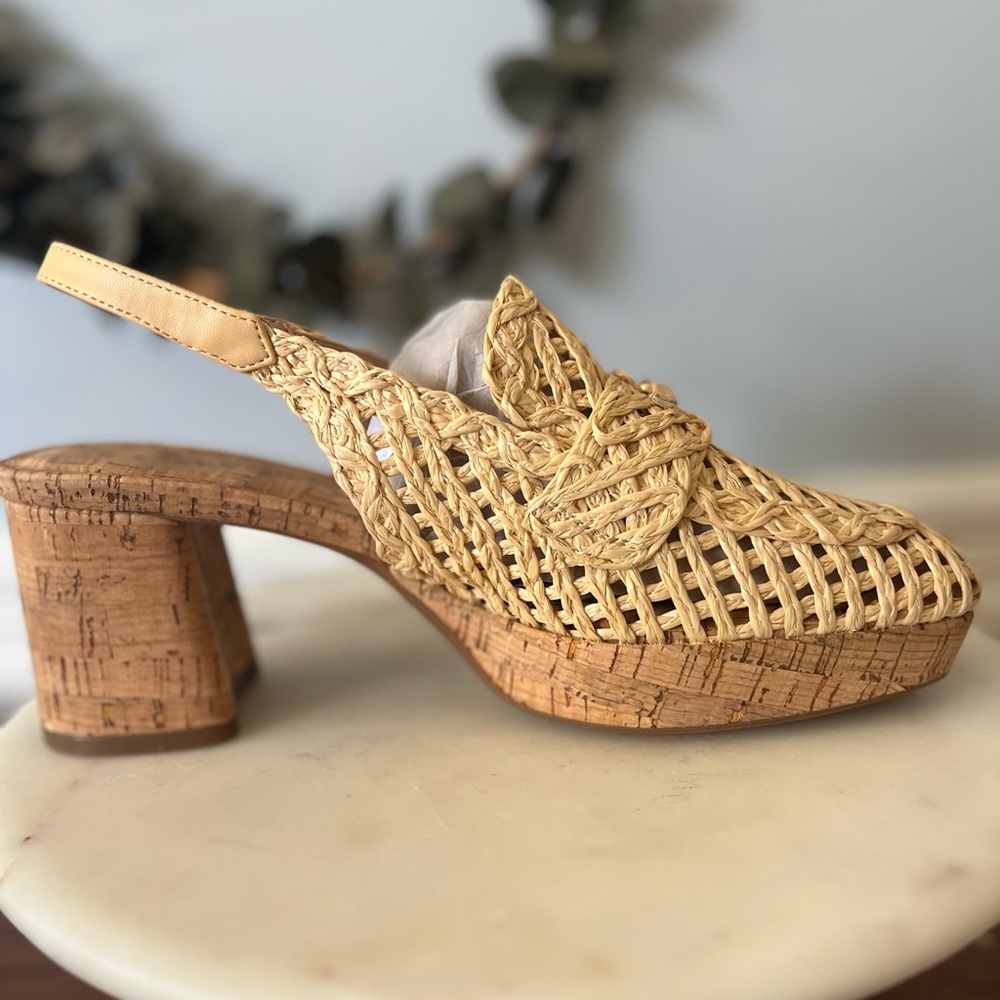 NWT Aerosoles Santiago Raffia Slingback Platform